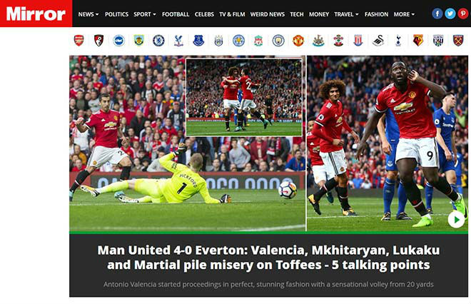Báo chí Anh đồng loạt đưa M.U “lên mây xanh” sau đại thắng trước Everton