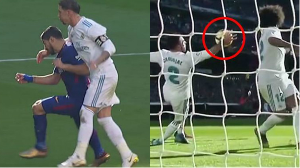Hậu ‘Siêu kinh điển’: Ramos thô thiển tát thẳng mặt Suarez, Carvajal phá bóng như thủ môn