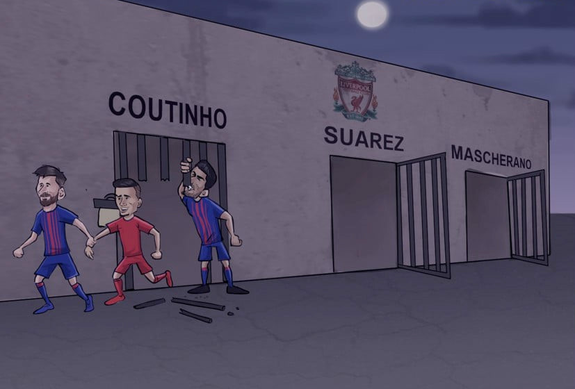 CHÙM ẢNH BIẾM HỌA: Messi và Suarez giải cứu Coutinho