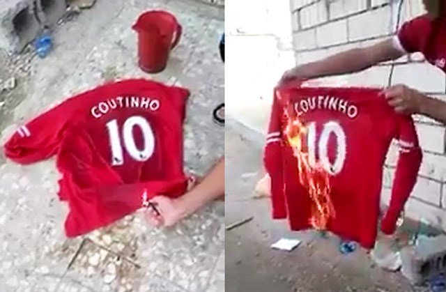 CLIP: Fan Liverpool tức giận đốt áo, gọi Coutinho là kẻ phản bội