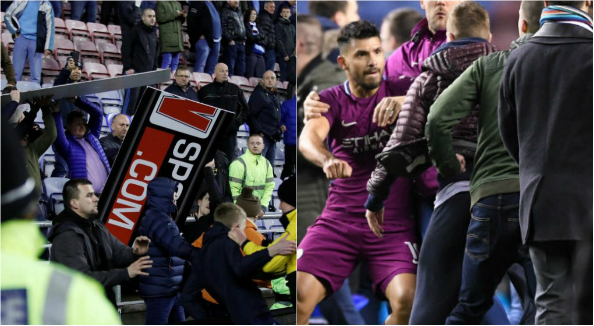 CHÙM ẢNH: Thua sốc ‘tí hon’ Wigan, fan Man City nổi giận tấn công cảnh sát, đòi “xử” cả trọng tài