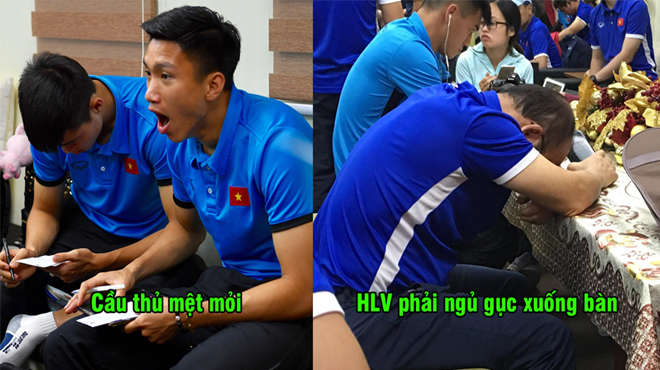 CHÙM ẢNH: Cầu thủ Việt Nam mệt mỏi chờ đợi tận 4 tiếng ở sân bay vì chủ nhà gây khó dễ, phải ăn ô mai chống đói