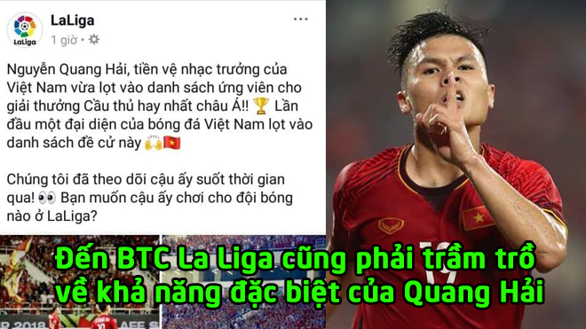 THẬT 100%: BTC La Liga tung thông điệp đặc biệt ca ngợi Quang Hải, niềm tự hào của Việt Nam là đây