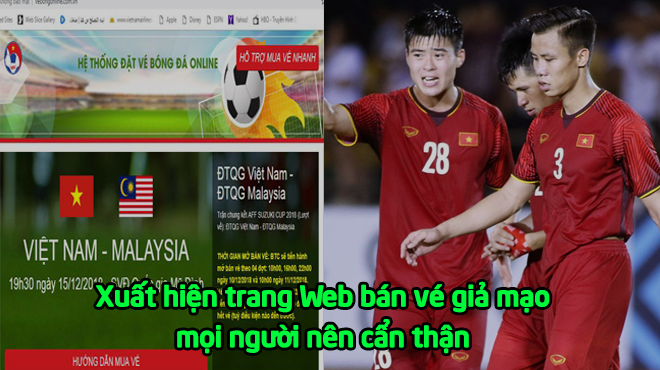 CẢNH BÁO: Xuất hiện website bán vé bóng đá giả mạo LĐBĐ Việt Nam, mọi người nên cẩn thận!