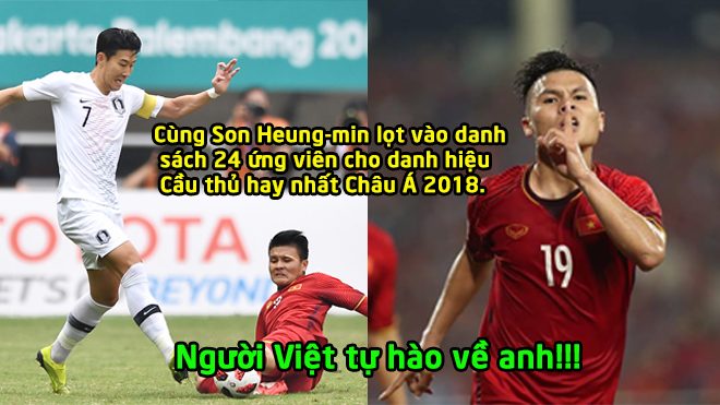 Thi đấu xuất sắc: Quang Hải tranh giải thưởng Cầu thủ hay nhất châu Á 2018 cùng Son Heung-min