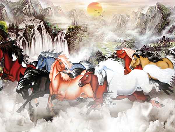 Tranh phong thủy ngựa chiến cho người mệnh Thổ